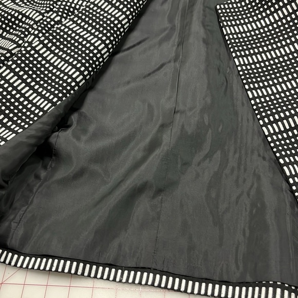 KASPER Geo Stripe Black/White Print 3/4 SLV Open Front Career Blazer Jacket 16 - Picture 7 of 16